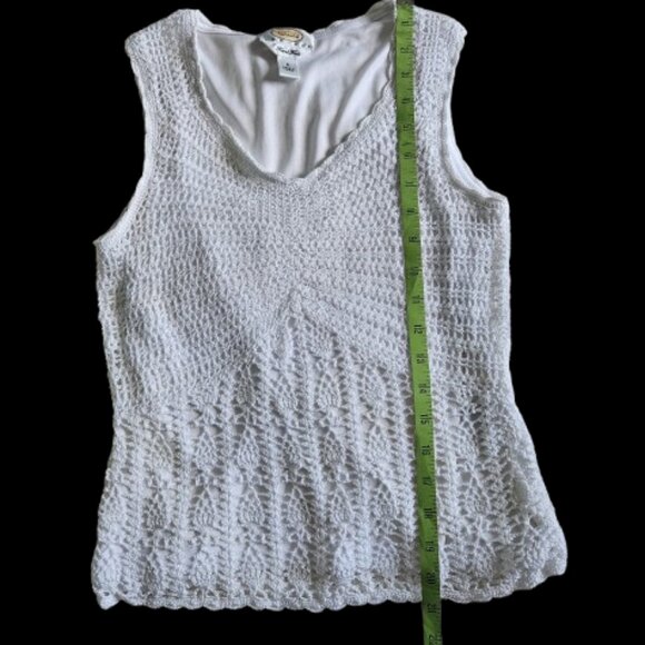 Talbots Petites White Crochet V-Neck Sleeveless Tank Top Women's Size Small - Picture 5 of 8